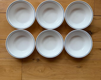 Vintage set of Corelle blue stripe cereal bowls