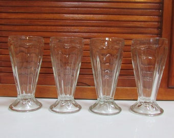 Vintage Old Fashioned Milk Shake Glassware Set of 4 Made in Mexico Ice Cream Sundae