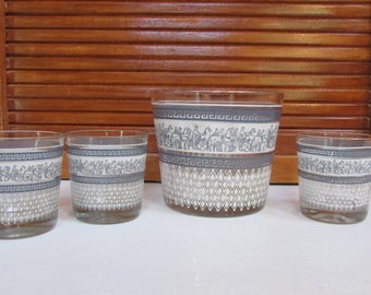 Jeanette Patrician Hellanic Wedgewood Ice Bucket/3 Cordial Glasses