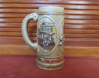 1980's Ceramarte Brazil-Lion-Brewing Co. STROHS  BEER STEIN Ceramic Mug-200 Year Anniversary