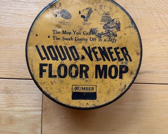 Vintage LIQUID VENEER floor wax tin