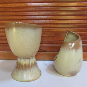 Vntg Frankoma Art Deco Vase and Votive Desert Brown Sold Together image 3