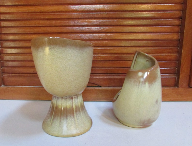 Vntg Frankoma Art Deco Vase and Votive Desert Brown Sold Together image 3