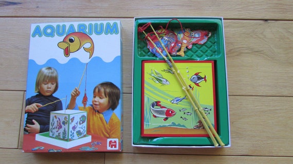 Aquarium Children's Fishing Game 1978 Hausemann & Hottee Jumbo Lets Go  Fishing Vintage Dutch Game Made in Holland 