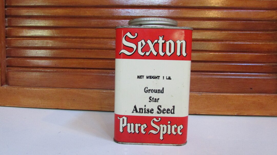 Vintage Spice Tin Sexton Pure Spice Anise Seed Red White 1 Lb Etsy