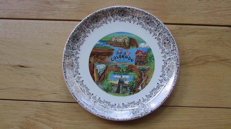 Vntg Porcelain Colorado Souvenir Decorative Wall Hanging Plate Gift State