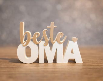 Beste Oma Schriftzug - Geschenk für Oma - Muttertag Geschenk Oma - Deko Schriftzug modern - 3D Druck Geschenk - Oma Geschenk Idee