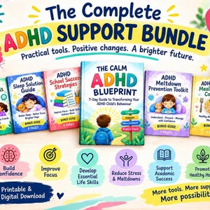 Printbare toolkit voor ouders met ADHD, 7-daagse PDF-gids met tips voor emotionele regulatie en ondersteuning op school.