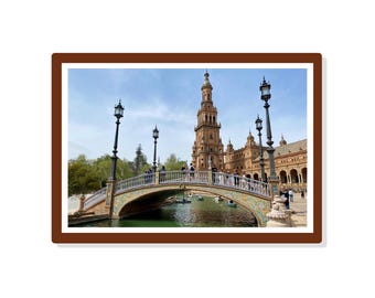Ponte di Plaza de España, Siviglia – Stampa fotografica di viaggio in Spagna / Arte murale di architettura andalusa