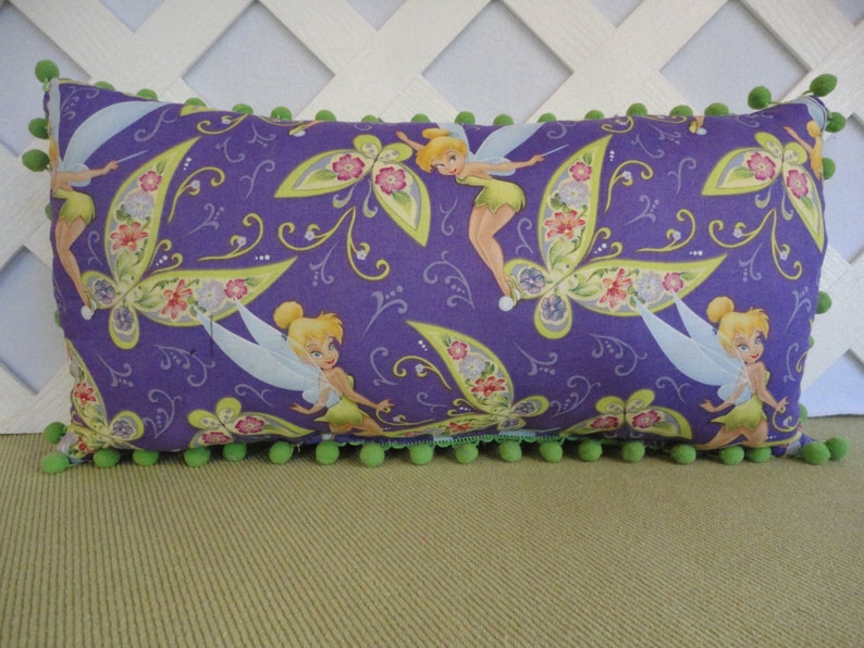 Pillow in Purple and Lime Green Tinkerbell pillow | Etsy