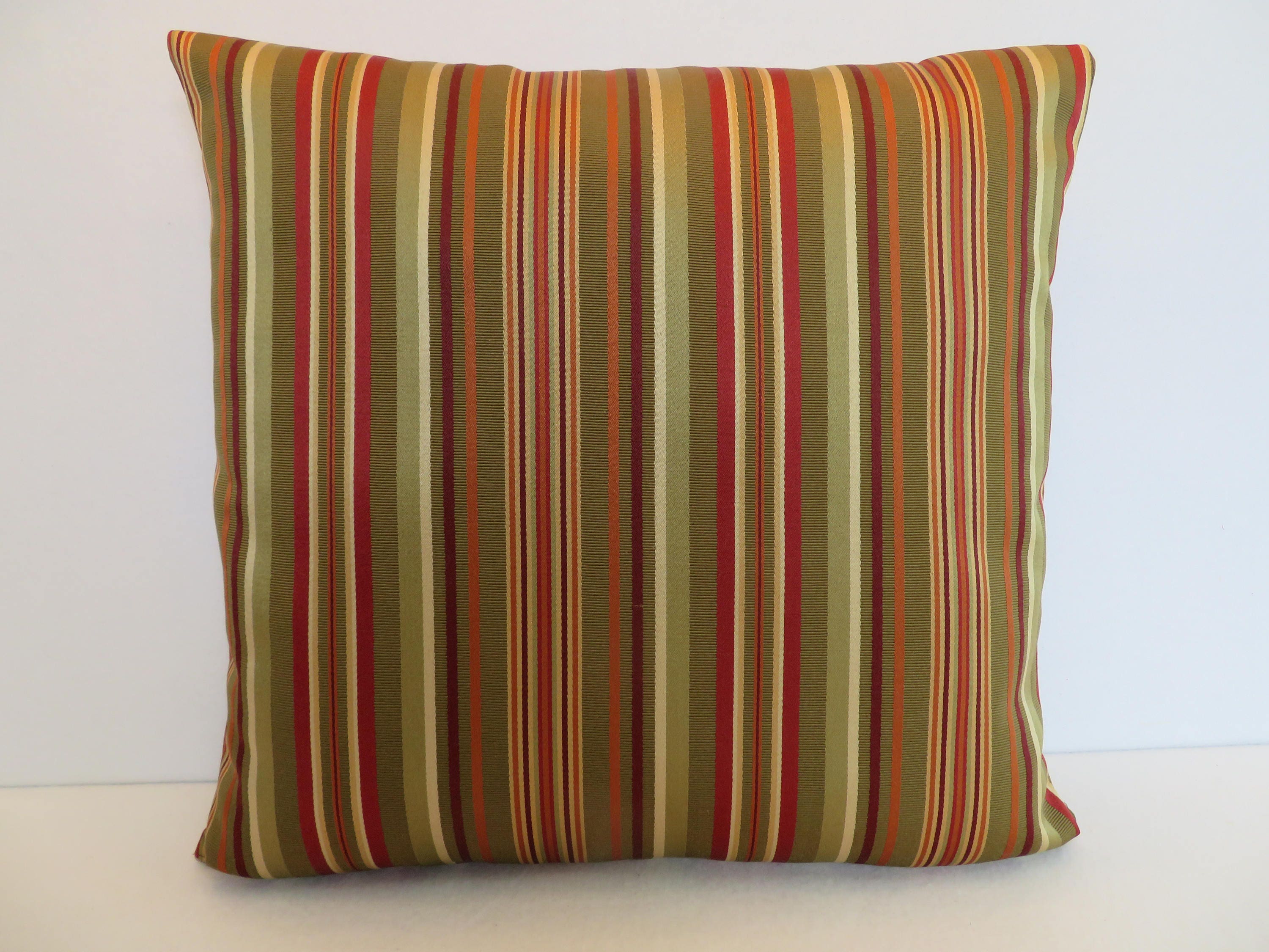Striped Pillow Cover in Olive Green Burgundy Rust / Stripes Etsy