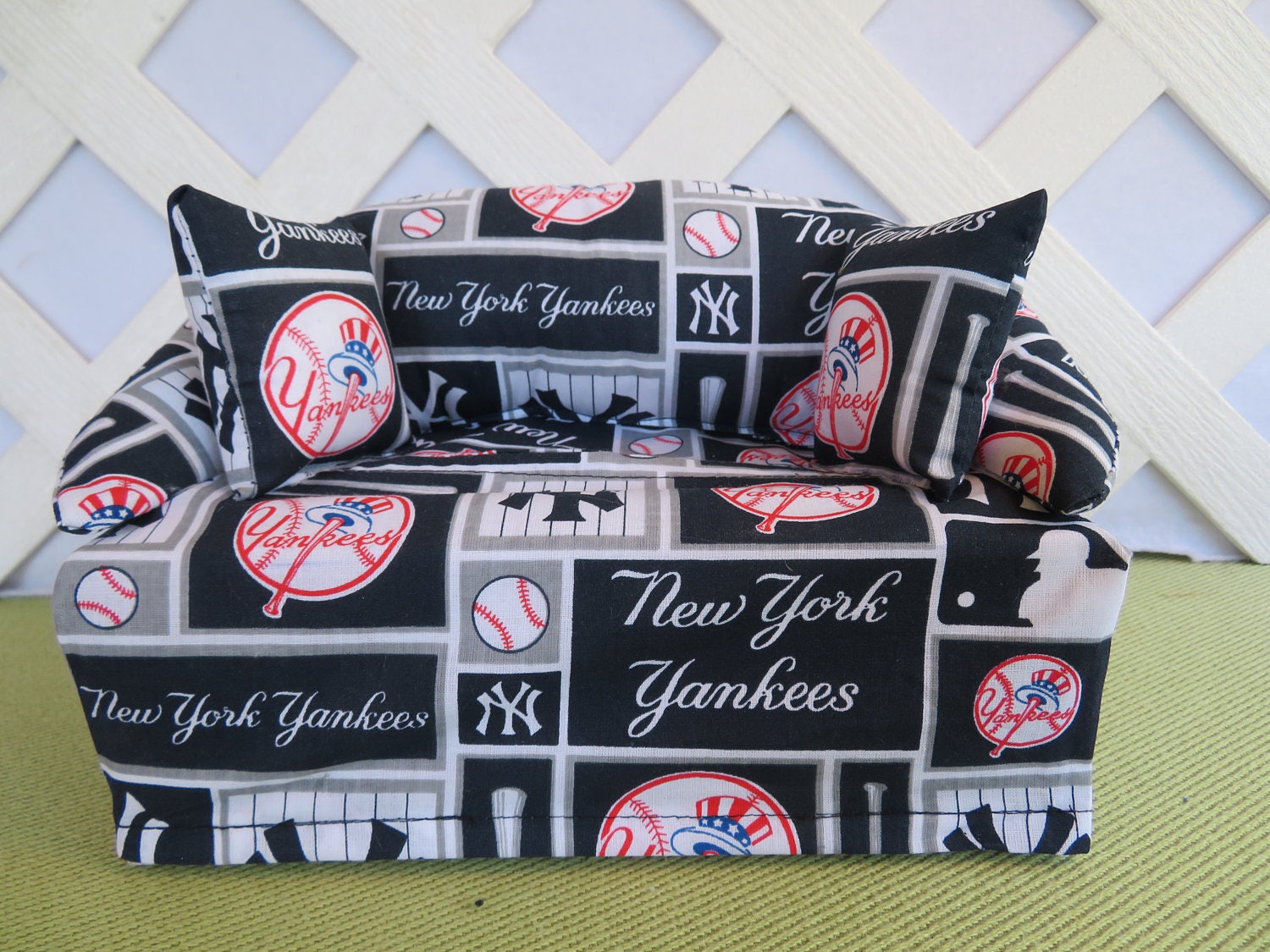 New York Yankees Tissue Box Cover in Sofa Shape Black Red Etsy
