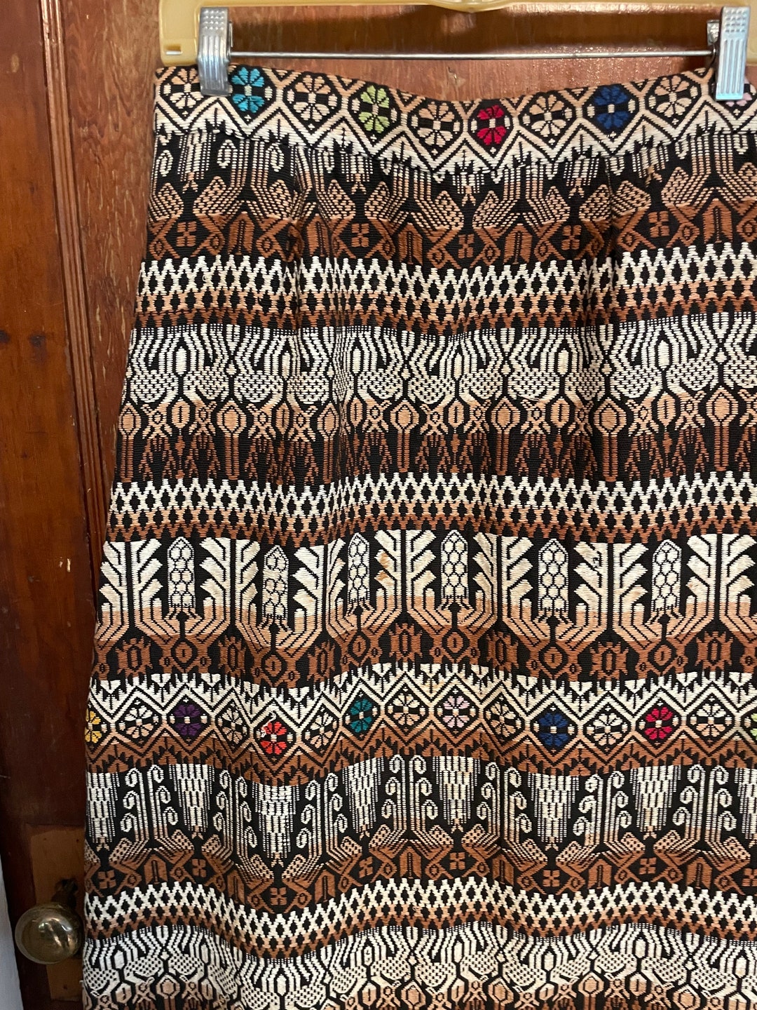 1960s Unusual 3D Dotted Orange Yarn Maxi Skirt