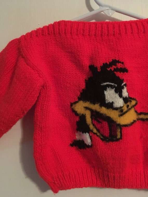 Vintage Sweater kid child handmade Daffy Duck baby
