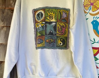 Vintage 90s sweatshirt by Humeur Design with design by Ti Ba TRASHED large
