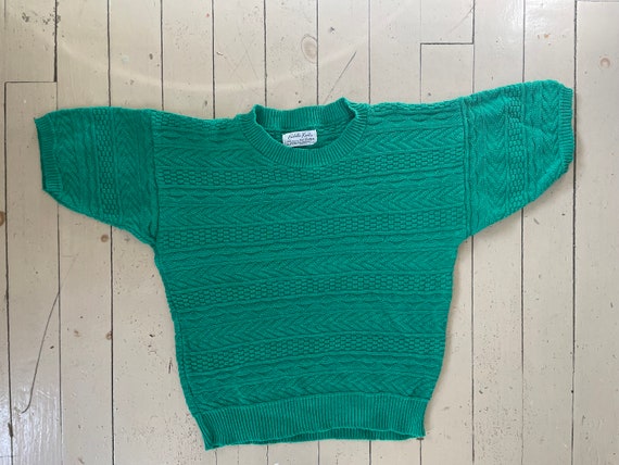 Vintage 70s knit top green by Cuddle Knit - image 2