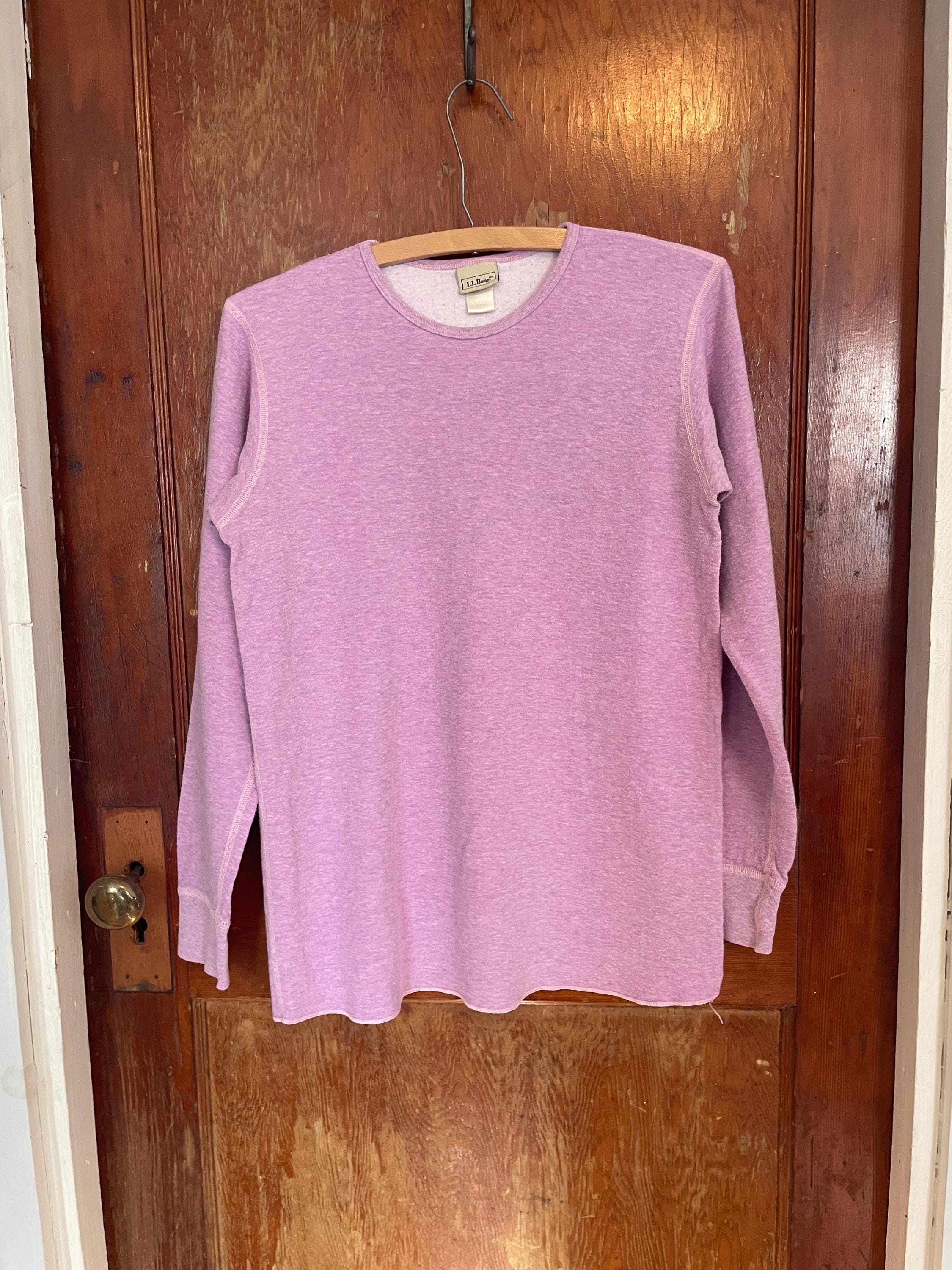 Vintage 90s L.L. Bean thermal shirt wool cotton blend duo layer heathered pink