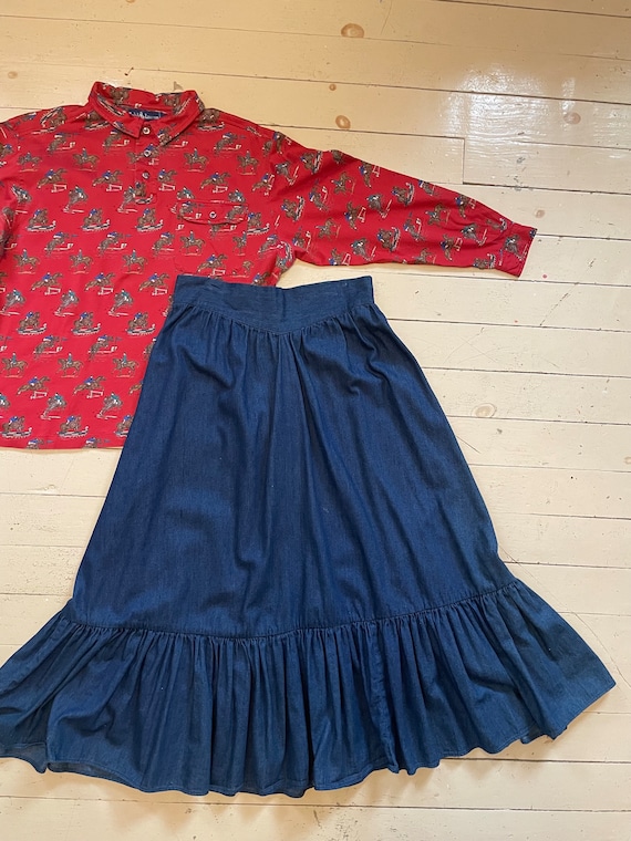 Vintage 80s denim prairie skirt