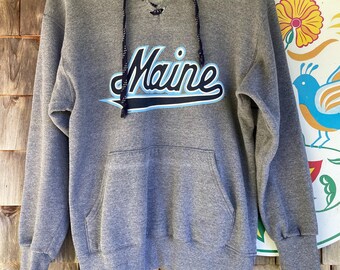 Maine sweatshirt hooded sweatshirt U Maine US made grey sweatshirt Small