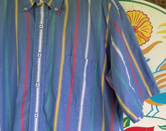 Vintage Oxford striped pastels Pima cotton from The Admiral’s Buttons Camden, Maine