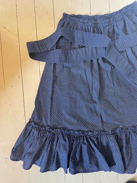 Vintage peasant skirt handmade ruffle polka dots b