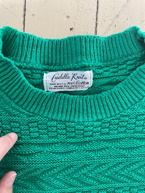 Vintage 70s knit top green by Cuddle Knit - image 4