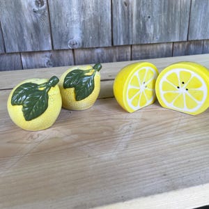 Salt and Pepper shaker single lemon sliced ceramic