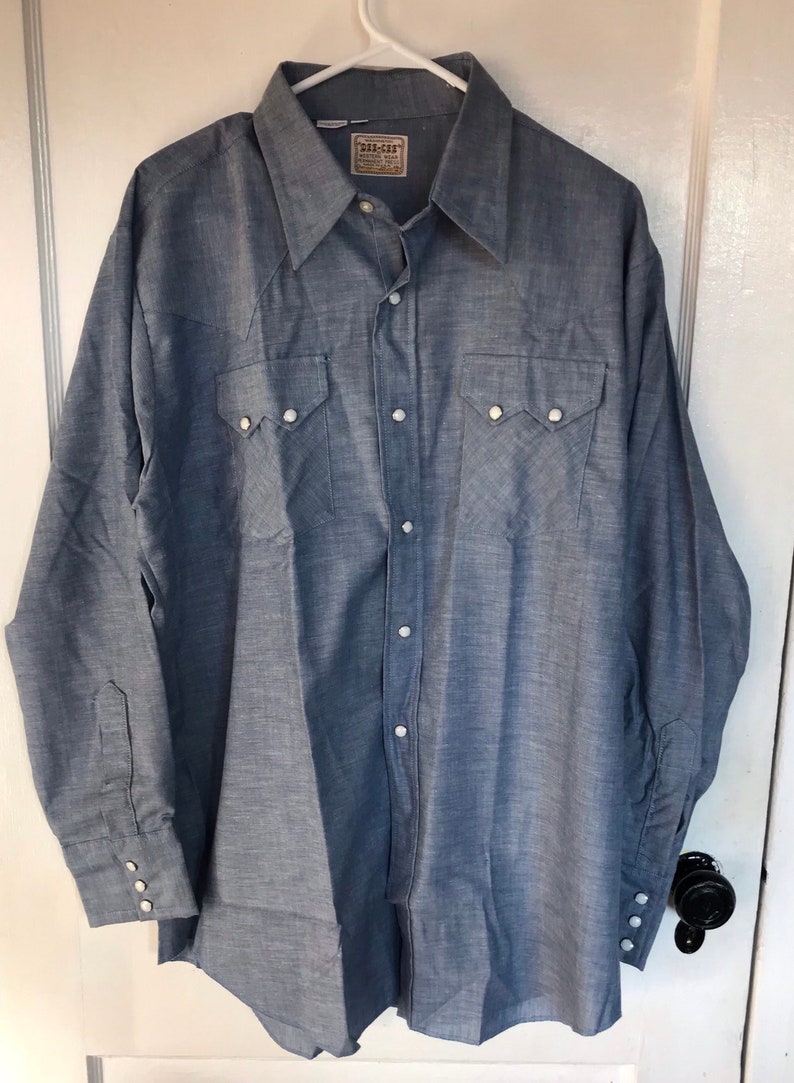 Vintage shirt pearl snap chambray western shirt by Dee Cee large