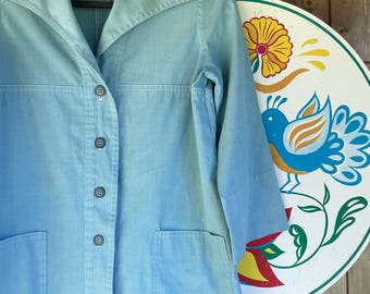Vintage jacket handmade powder blue wide collar slightly bell sleeve