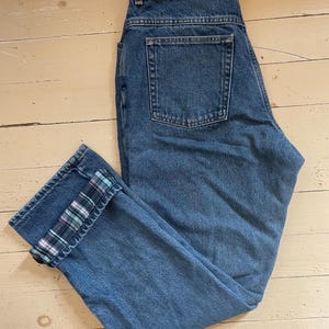 Vintage Bean Flannel Lined Jeans Blueberry Plaid Mom Jeans