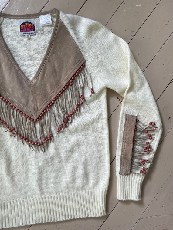 Vintage sweater 90s beaded leather western sweater