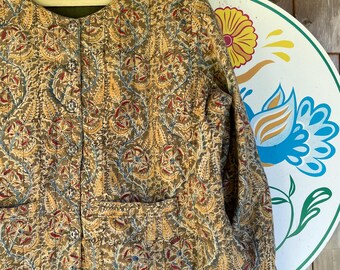 Quilted batik cotton jacket slightly cropped by Raiment Fashions Inc XL