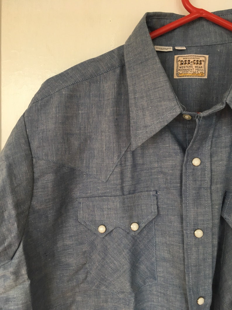 Vintage shirt pearl snap chambray western shirt by Dee Cee large