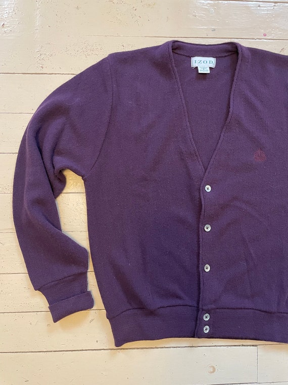 Vintage 80s 90s Izod cardigan preppy plum