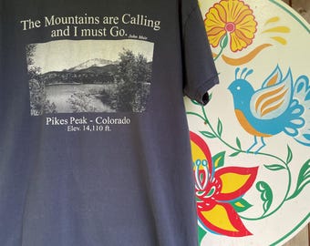 Vintage t-shirt John Muir Colorado Pikes Peak black cotton tee