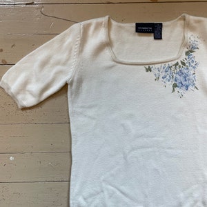 Vintage 90s knit cotton top by Liz Claiborne spring top floral