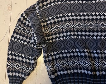 Vintage 90er Jahre Pullover Baumwolle kurzgeschnitten Faire Isle von Liz Wear