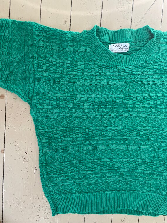 Vintage 70s knit top green by Cuddle Knit
