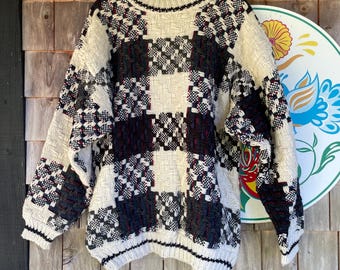 Handmade Ecuadorian wool sweater pullover large boxy cut oversized