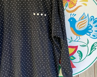 Vintage 80s polka dot shirt batwing cotton long sleeve by Claus Sport Woman 3X