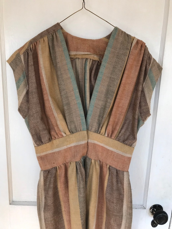 Vintage Dress handmade woven natural fiber plunging neckline | Etsy