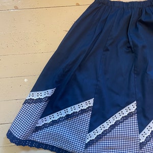 Vintage circle skirt dance square dance gingham lace handmade skirt