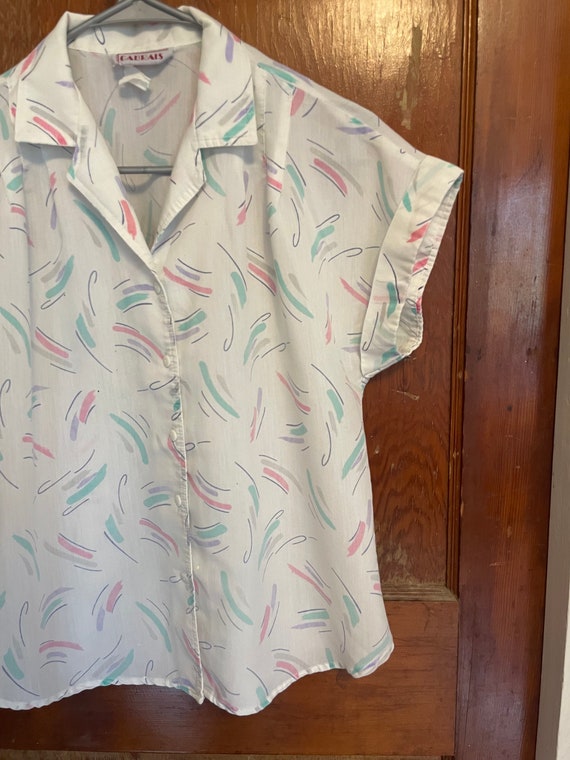 Vintage 80s short sleeve button down shirt pastel 