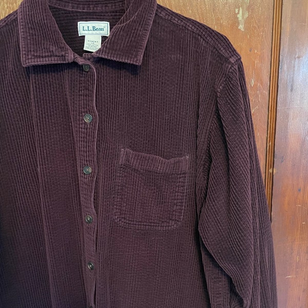 Vintage 90s L.L. Bean corduroy shirt wide wale plum large