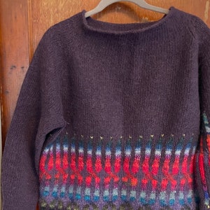 Vintage handgemachte Wolle Pullover Angora Lila Rollkragen Pullover