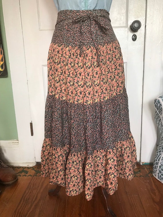 Vintage skirt wrap skirt floral high waist by Adin