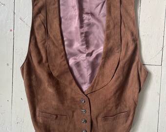 Vintage 90s leather vest waistcoat by Banana Republic