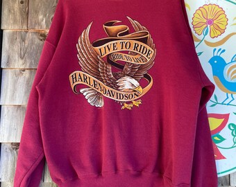 Vintage 80s Harley Davidson sweatshirt doublesided graphic Maryland XL