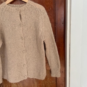 Vintage 60s cardigan handmade mohair sweater natural wool