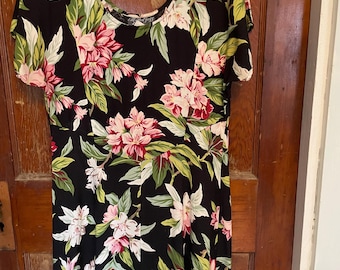 Vintage 90s All That Jazz floral dress short sleeve high waist